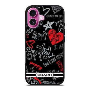 COACH NEW YORK POPPY BLACK iPhone 16 Plus Case Cover