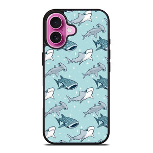 CUTE SHARK PATTERN iPhone 16 Plus Case Cover