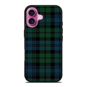 GREEN BLUE TARTAN PATTERN iPhone 16 Plus Case Cover