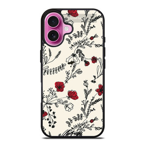 HAND DRAWING RED FLOWER PATTERN iPhone 16 Plus Case Cover HAND DRAWING RED FLOWER PATTERN iPhone 16 Plus Case Cover