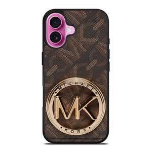 MICHAEL KORS LOGO MK BROWN WALLET iPhone 16 Plus Case Cover
