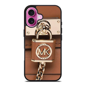 MICHAEL KORS LOGO MK PADLOCK BROWN iPhone 16 Plus Case Cover