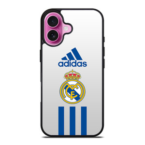 REAL MADRID CF ADIDAS STRIPES iPhone 16 Plus Case Cover REAL MADRID CF ADIDAS STRIPES iPhone 16 Plus Case Cover