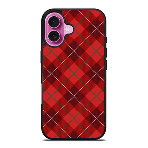 RED TARTAN CROSS PATTERN iPhone 16 Plus Case Cover