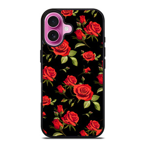 SEAMLESS RED ROSE PATTERN iPhone 16 Plus Case Cover