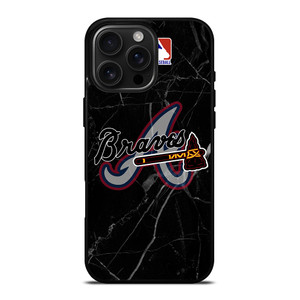 ATLANTA BRAVES BLACK MARBLE LOGO iPhone 16 Pro Max Case Cover