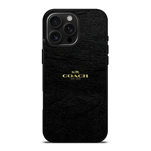 COACH NEW YORK BLACK LEATHER iPhone 16 Pro Max Case Cover