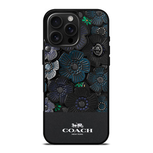 COACH NEW YORK BLACK TEA ROSE iPhone 16 Pro Max Case Cover