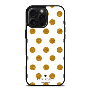 KATE SPADE NEW YORK LOGO GOLDEN POLKADOTS iPhone 16 Pro Max Case Cover
