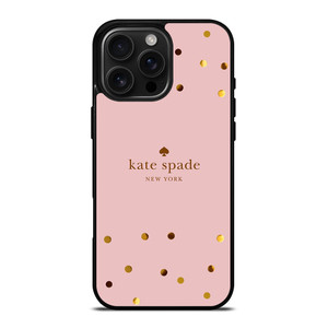 KATE SPADE NEW YORK LOGO PINK GOLDEN POLKADOTS iPhone 16 Pro Max Case Cover