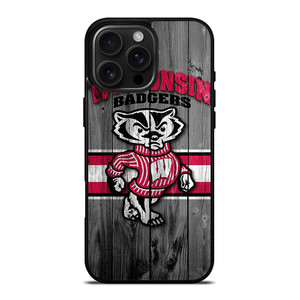 WISCONSIN BADGER WOODEN LOGO iPhone 16 Pro Max Case Cover