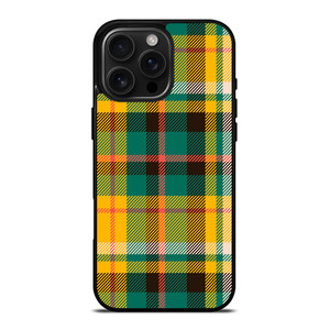 YELLOW GREEN TARTAN PATTERN iPhone 16 Pro Max Case Cover