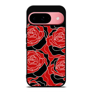 ROSE RED AND BLACK PATTERN Google Pixel 9 Case Cover