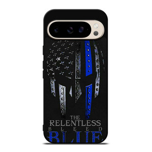 BLUE LINE POLICE WARRIOR SKULL Google Pixel 9 Pro Case Cover