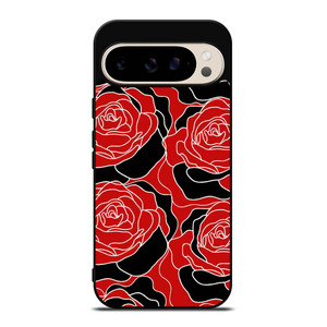 ROSE RED AND BLACK PATTERN Google Pixel 9 Pro Case Cover