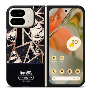 COACH NEW YORK GOLD BLACK TEXTURE Google Pixel 9 Pro Fold Case Cover