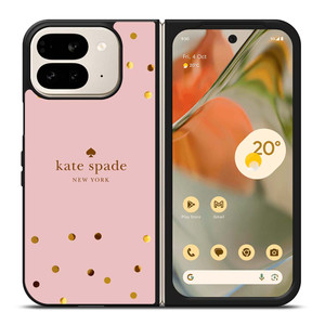 KATE SPADE NEW YORK LOGO PINK GOLDEN POLKADOTS Google Pixel 9 Pro Fold Case Cover
