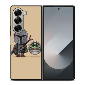 BABY YODA AND MANDALORIAN STAR WARS CUTE Samsung Galaxy Z Fold 6 Case Cover