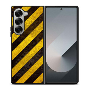 BLACK YELLOW POLICE LINE STRIPE Samsung Galaxy Z Fold 6 Case Cover