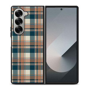 CHECK CLASSIC DARK PLAID FABRIC TEXTURES Samsung Galaxy Z Fold 6 Case Cover