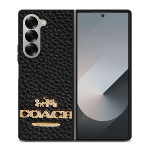 COACH NEW YORK BLACK LEATHER 2 Samsung Galaxy Z Fold 6 Case Cover