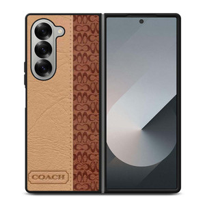 COACH NEW YORK BROWN LEATHER Samsung Galaxy Z Fold 6 Case Cover