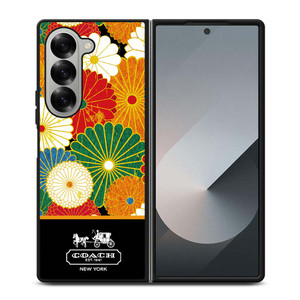 COACH NEW YORK COLORFUL FLORAL LOGO Samsung Galaxy Z Fold 6 Case Cover