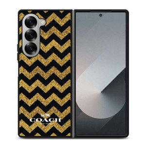 COACH NEW YORK GOLD ZIG ZAG Samsung Galaxy Z Fold 6 Case Cover