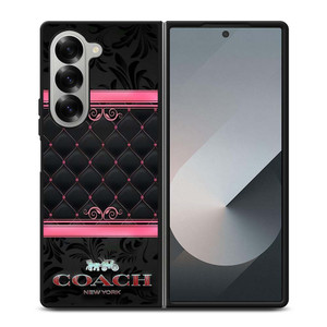 COACH NEW YORK PINK BLACK Samsung Galaxy Z Fold 6 Case Cover