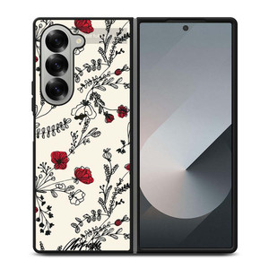 HAND DRAWING RED FLOWER PATTERN Samsung Galaxy Z Fold 6 Case Cover