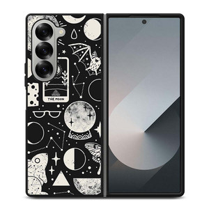 LUNAR PATTERN BLACK WHITE Samsung Galaxy Z Fold 6 Case Cover