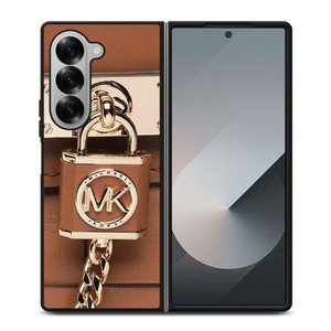 MICHAEL KORS LOGO MK PADLOCK BROWN Samsung Galaxy Z Fold 6 Case Cover