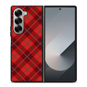RED TARTAN CROSS PATTERN Samsung Galaxy Z Fold 6 Case Cover