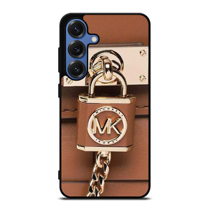 MICHAEL KORS LOGO MK PADLOCK BROWN Samsung Galaxy S25 Case Cover
