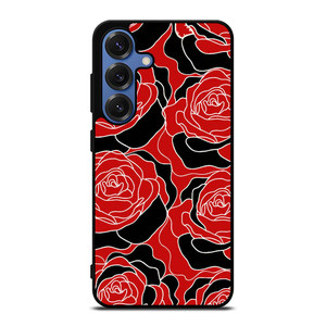 ROSE RED AND BLACK PATTERN Samsung Galaxy S25 Case Cover