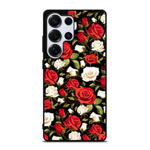 SEAMLESS RED WHITE ROSE PATTERN Samsung Galaxy S25 Ultra Case Cover