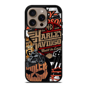 HARLEY DAVIDSON MOTORCYCLE LOGO COLLAGE iPhone 16 Pro Case Cover