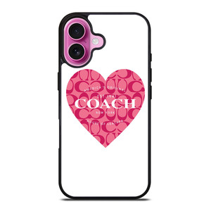 COACH NEW YORK PINK HEART iPhone 16 Plus Case Cover COACH NEW YORK PINK HEART iPhone 16 Plus Case Cover