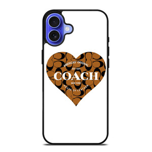 COACH NEW YORK BROWN HEART iPhone 16 Case Cover COACH NEW YORK BROWN HEART iPhone 16 Case Cover