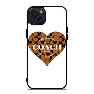 COACH NEW YORK BROWN HEART iPhone 15 Plus Case Cover