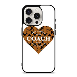 COACH NEW YORK BROWN HEART iPhone 15 Pro Case Cover