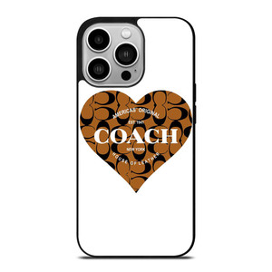 COACH NEW YORK BROWN HEART iPhone 14 Pro Case Cover