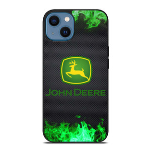 JOHN DEERE TRACTOR LOGO GREEN FIRE iPhone 14 Case Cover