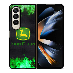 JOHN DEERE TRACTOR LOGO GREEN FIRE Samsung Galaxy Z Fold 4 Case Cover