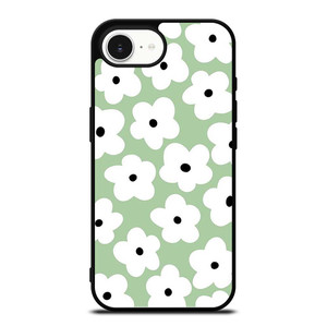 GREEN RETRO FLORAL PATTERN iPhone 16e Case Cover