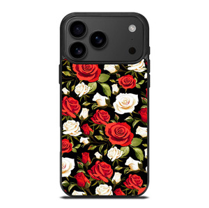SEAMLESS RED WHITE ROSE PATTERN iPhone 17 Pro Max Case Cover