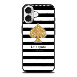 KATE SPADE NEW YORK GOLD LOGO STRIPES PATTERN iPhone 17 Case Cover