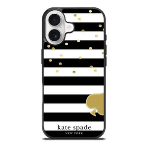 KATE SPADE NEW YORK LOGO GOLDEN POLKADOTS STRIPES PATTERN iPhone 17 Case Cover