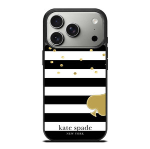 KATE SPADE NEW YORK LOGO GOLDEN POLKADOTS STRIPES PATTERN iPhone 17 Pro Case Cover