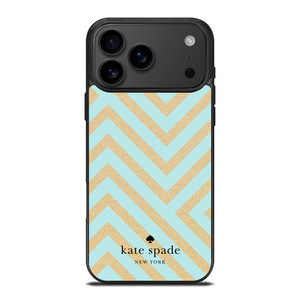 KATE SPADE NEW YORK LOGO GOLDEN GREEN CHEVRON PATTERN iPhone 17 Pro Max Case Cover